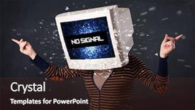  Presentation with monitor computer - Presentation theme with girl with a computer monitor background and a tawny brown colored foreground