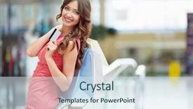  Presentation with credit card - Cool new theme with girl with a credit card backdrop and a sky blue colored foreground