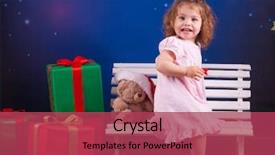  Presentation with girl christmas - Audience pleasing presentation design consisting of girl with a gifts christmas backdrop and a  colored foreground