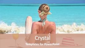  Presentation with bahamas - Cool new PPT theme with girl with a glass of orange juice on the beach of exuma bahamas backdrop and a coral colored foreground