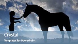  Presentation with horse - Amazing PPT layouts having girl with a horse backdrop and a teal colored foreground