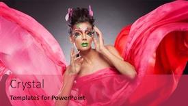  Presentation with butterfly - Presentation design enhanced with girl-with-a-make-up background and a red colored foreground