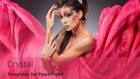  Presentation with butterfly - Slide deck featuring girl-with-a-make-up background and a red colored foreground