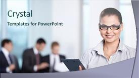  Presentation with office management - Theme having girl with a map-case background and a sky blue colored foreground