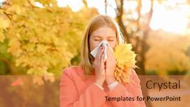  Presentation with symptoms - Beautiful PPT layouts featuring girl-with-a-raft-sneezes backdrop and a coral colored foreground