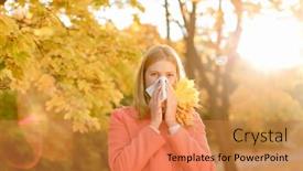  Presentation with symptoms - Slide deck with girl-with-a-raft-sneezes background and a coral colored foreground