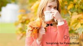  Presentation with symptoms - Colorful PPT theme enhanced with girl-with-a-raft-sneezes backdrop and a coral colored foreground