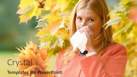  Presentation with symptoms - Audience pleasing slide deck consisting of girl-with-a-raft-sneezes backdrop and a coral colored foreground