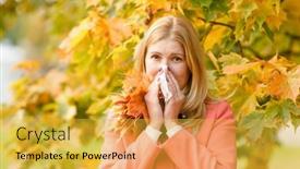  Presentation with symptoms - PPT theme featuring girl-with-a-raft-sneezes background and a yellow colored foreground