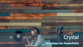  Presentation with gramophone - Amazing slide set having girl with a retro gramophone backdrop and a  colored foreground