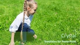  Presentation with grass - PPT theme featuring girl-with-a-scythe background and a tawny brown colored foreground