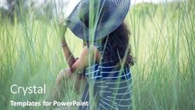  Presentation with serene - PPT theme consisting of girl-with-a-stylish-hat background and a seafoam green colored foreground