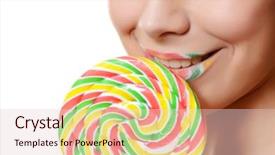  Presentation with sugar - Audience pleasing presentation theme consisting of girl with a sugar candy isolated backdrop and a lemonade colored foreground