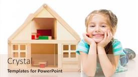  Presentation with toy - Slides featuring girl-with-a-toy-house background and a lemonade colored foreground
