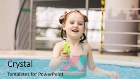  Presentation with water pool in river cave - Beautiful slides featuring girl with a water pistol backdrop and a light blue colored foreground