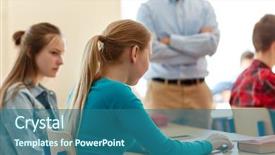  Presentation with high school - Cool new PPT layouts with girl with bad test result backdrop and a  colored foreground