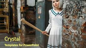  Presentation with abandoned - Cool new presentation theme with girl with baseball bat backdrop and a tawny brown colored foreground