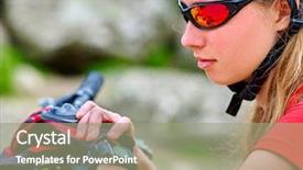  Presentation with pulse - Cool new slide set with girl with bicycle girl in bicycle glasses watch on watches girl in bicycle helmet counts pulse after bicycle training backdrop and a mint green colored foreground