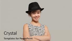  Presentation with graduation black graduate hat - Theme enhanced with girl with black hat wear background and a  colored foreground