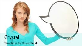  Presentation with girl teens - Theme with girl with blank text bubble background and a  colored foreground