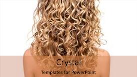  Presentation with curly hair - Colorful slide set enhanced with girl with blonde curly hair backdrop and a coral colored foreground