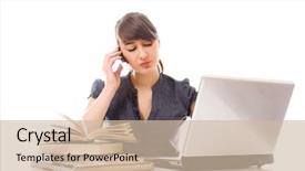  Presentation with books - Amazing presentation theme having girl with books and laptop backdrop and a  colored foreground