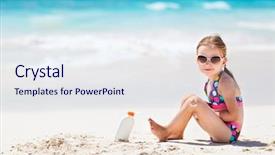  Presentation with tropical ice cream - Cool new theme with girl with bottle of sun backdrop and a sky blue colored foreground