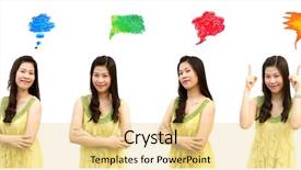  Presentation with thought provoking - Slides with girl with bright thought bubble background and a blonde colored foreground