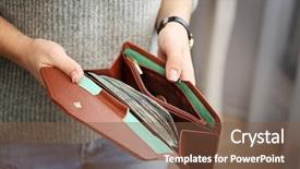  Presentation with brown - Audience pleasing PPT layouts consisting of girl with brown wallet full backdrop and a tawny brown colored foreground