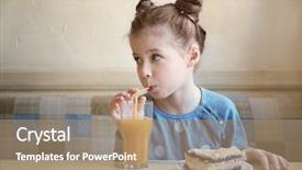  Presentation with juice - PPT theme featuring girl with cake and juice background and a  colored foreground