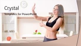  Presentation with swimming beautiful girl swims underwater - PPT layouts enhanced with girl with calipers in diet background and a sky blue colored foreground