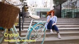  Presentation with brain and cell phone radiation - Amazing PPT theme having girl with cell phone taking backdrop and a  colored foreground