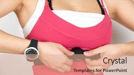  Presentation with pulse - Theme having girl with checking pulse watch background and a coral colored foreground
