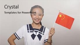  Presentation with chinese chinese - Beautiful presentation design featuring girl with chinese flag studio backdrop and a light gray colored foreground