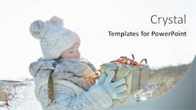  Presentation with christmas stocking - Slide deck enhanced with girl with christmas gift wearing a stocking cap background and a white colored foreground