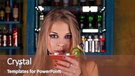  Presentation with cocktail bar - Beautiful presentation theme featuring girl with cocktail on bar backdrop and a  colored foreground