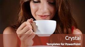  Presentation with coffee cup diary - Slide deck consisting of girl with cup of coffee background and a tawny brown colored foreground