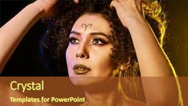  Presentation with golden woman - Colorful PPT layouts enhanced with girl with curls with horoscope backdrop and a tawny brown colored foreground