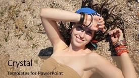  Presentation with sand - Beautiful presentation design featuring girl with dreadlocks many bracelet backdrop and a coral colored foreground