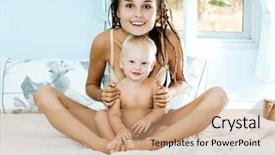  Presentation with child brain baby brain - Slides enhanced with girl with dreadlocks sits cross background and a coral colored foreground