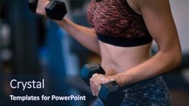  Presentation with healthy building - Slide set enhanced with girl-with-dumbbells-is-engaged background and a navy blue colored foreground