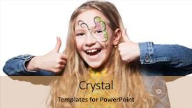  Presentation with body - Slide deck with girl with face painting child background and a coral colored foreground