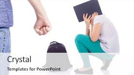  Presentation with bullying - Colorful slides enhanced with girl with fear suffering bullying backdrop and a white colored foreground