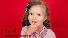  Presentation with mouth - Colorful slide deck enhanced with girl-with-finger-in-mouth backdrop and a crimson colored foreground
