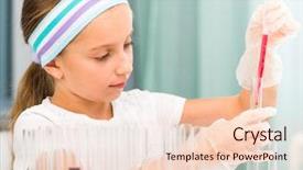  Presentation with cute chemistry - Audience pleasing theme consisting of girl with flasks for chemistry backdrop and a lemonade colored foreground