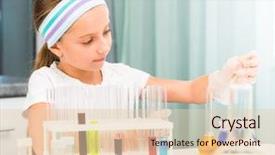  Presentation with cute chemistry - Audience pleasing PPT layouts consisting of girl with flasks for chemistry backdrop and a lemonade colored foreground