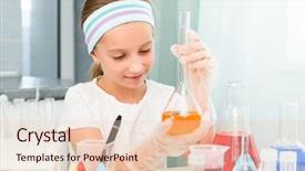  Presentation with cute chemistry - PPT layouts featuring girl with flasks for chemistry background and a lemonade colored foreground