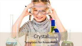  Presentation with flasks - Theme with girl with flasks for chemistry background and a soft green colored foreground