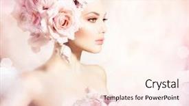  Presentation with creative - Presentation theme featuring girl with flowers hair bride background and a cream colored foreground