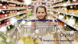  Presentation with kids food - PPT layouts consisting of girl with food in shopping background and a  colored foreground
